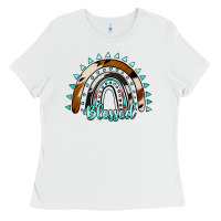 White blessed rainbow cowhide aztec Ladies Tee - Jasminsmagicworld