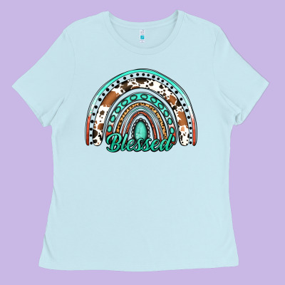 Blessed Western Rainbow Ladies Tee Designed By Jasminsmagicworld