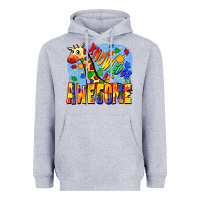 Heather Grey Knowledge is awesome Autism giraffe Heavyweight Hoodie - FaDigitalArtStudio