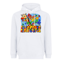 White Knowledge is awesome Autism giraffe Heavyweight Hoodie - FaDigitalArtStudio