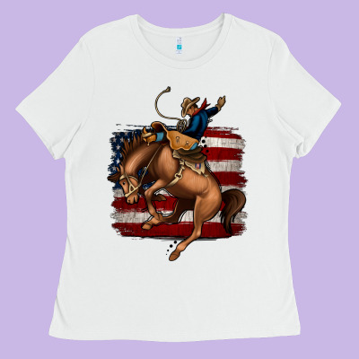 Bucking Bronco Ladies Tee Designed By Jasminsmagicworld