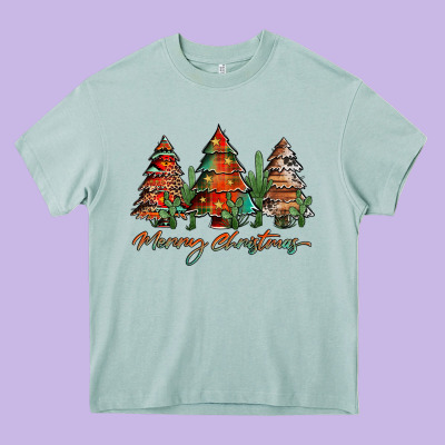 Western Christmas Trees Merry Christmas Heavy Core Tee Designed By Jasminsmagicworld