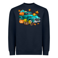 Navy Fall Farm Truck Heavyweight Sweatshirt - texasbilliewilder