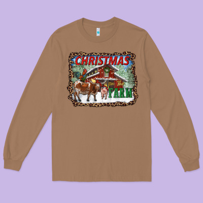 Christmas On The Farm Long Sleeve Tee Designed By Ranaportraitstore