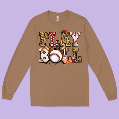 Baseball Play Ball Long Sleeve Tee Designed By Jasminsmagicworld