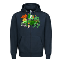Navy Western St. Patrick's Day truck Zipper Hoodie - CowGirlArtShop
