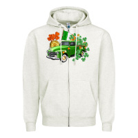 Oatmeal Heather Western St. Patrick's Day truck Zipper Hoodie - CowGirlArtShop