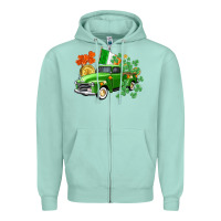 Seafoam Western St. Patrick's Day truck Zipper Hoodie - CowGirlArtShop