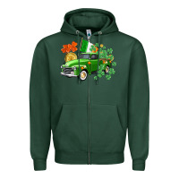Sports Green Western St. Patrick's Day truck Zipper Hoodie - CowGirlArtShop