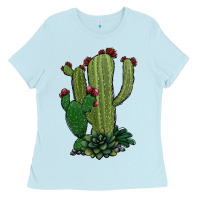 Baby Blue cactus Ladies Tee - Jasminsmagicworld