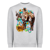 Heather Grey Happy Easter Day Rodeo Heavyweight Sweatshirt - NancyCooperArtShop