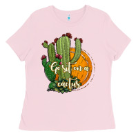 Bubblegum Pink cactus go sit on a cactus Ladies Tee - Jasminsmagicworld