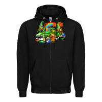 Black St. Patrick's Day truck with gnomies Zipper Hoodie - CowGirlArtShop