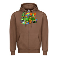 Chestnut St. Patrick's Day truck with gnomies Zipper Hoodie - CowGirlArtShop