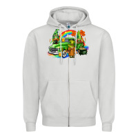 Dove Grey St. Patrick's Day truck with gnomies Zipper Hoodie - CowGirlArtShop