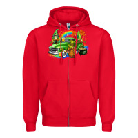 Red St. Patrick's Day truck with gnomies Zipper Hoodie - CowGirlArtShop