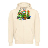Sandshell St. Patrick's Day truck with gnomies Zipper Hoodie - CowGirlArtShop