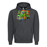 Smoke St. Patrick's Day truck with gnomies Zipper Hoodie - CowGirlArtShop