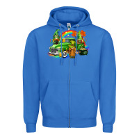 True Royal St. Patrick's Day truck with gnomies Zipper Hoodie - CowGirlArtShop