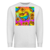 Oatmeal Heather Pride lgbtq leopard hearts and sunflowers seamless Premium Sweatshirt - BundleAndBundleShop