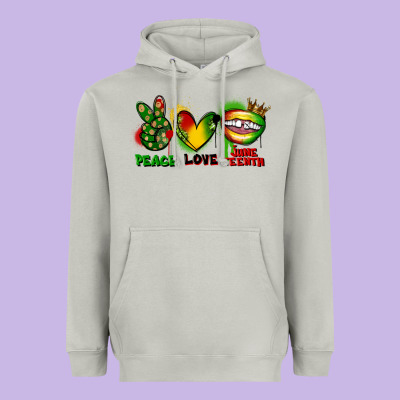 Peace Love Juneteenth Heavyweight Hoodie Designed By Fadigitalartstudio