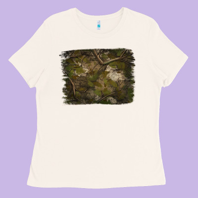 Green Hunter Camouflage Pattern Brushstroke Ladies Tee Designed By Jasminsmagicworld