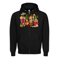 Black Cino De Mayo coffee cups Mexico Zipper Hoodie - HowdyJamesFarm