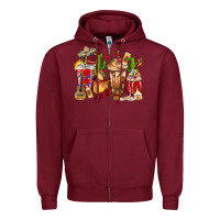 Burgundy Cino De Mayo coffee cups Mexico Zipper Hoodie - HowdyJamesFarm