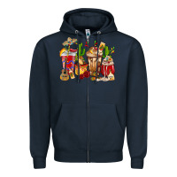 Navy Cino De Mayo coffee cups Mexico Zipper Hoodie - HowdyJamesFarm