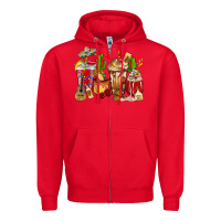Red Cino De Mayo coffee cups Mexico Zipper Hoodie - HowdyJamesFarm