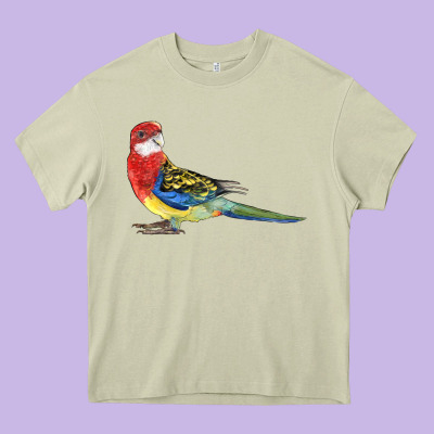 Rosella Bird Heavy Core Tee Designed By Lillyallendesigns