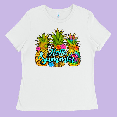 Hello Summer Pineapple Ladies Tee Designed By Jasminsmagicworld