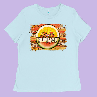 Hello Summer Watermelon Lemon Ladies Tee Designed By Jasminsmagicworld
