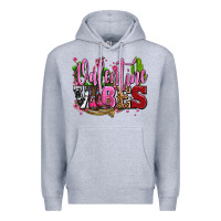 Heather Grey valentine vibes with cowgirl boots olivia Premium Hoodie - OliviaCreatesArt