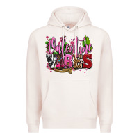 Pale Pink valentine vibes with cowgirl boots olivia Premium Hoodie - OliviaCreatesArt