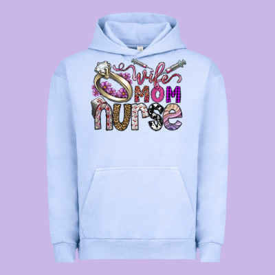 Wife Mom Nurse Urban Hoodie Designed By Sublimationcraftshop