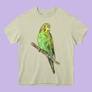 Budgeriar Bird Parrot Heavy Core Tee Designed By Lillyallendesigns