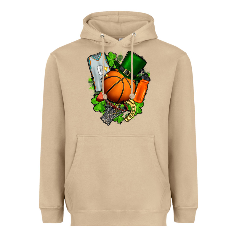 St. Patrick's Day Basketball Heavyweight Hoodie by FaDigitalArtStudio | Teevron