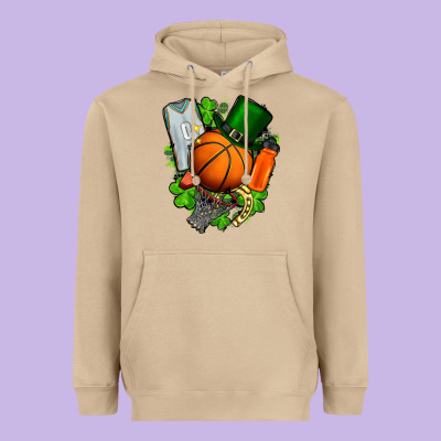 St. Patrick's Day Basketball Heavyweight Hoodie Designed By Fadigitalartstudio