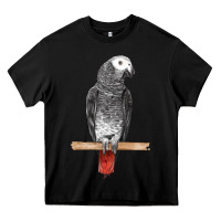 Black African Gray Parrot Bird Heavy Core Tee - LillyAllenDesigns