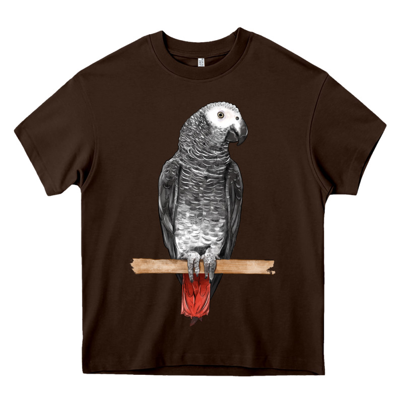 African Gray Parrot Bird Heavy Core Tee by LillyAllenDesigns | Teevron