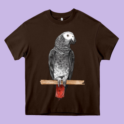 African Gray Parrot Bird Heavy Core Tee Designed By Lillyallendesigns