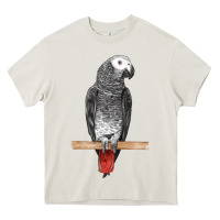Cream African Gray Parrot Bird Heavy Core Tee - LillyAllenDesigns