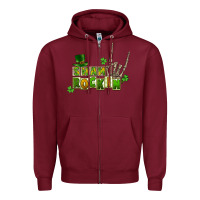 Burgundy Sham rockin skeleton hand St. Patrick's Zipper Hoodie - CowGirlArtShop
