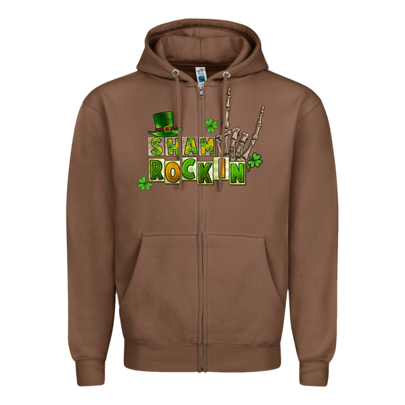 Sham Rockin Skeleton Hand St. Patrick's Zipper Hoodie by CowGirlArtShop | Teevron