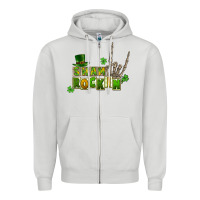 Dove Grey Sham rockin skeleton hand St. Patrick's Zipper Hoodie - CowGirlArtShop
