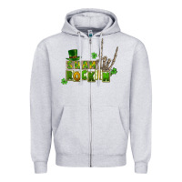 Heather Grey Sham rockin skeleton hand St. Patrick's Zipper Hoodie - CowGirlArtShop