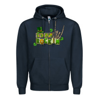 Navy Sham rockin skeleton hand St. Patrick's Zipper Hoodie - CowGirlArtShop