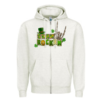 Oatmeal Heather Sham rockin skeleton hand St. Patrick's Zipper Hoodie - CowGirlArtShop