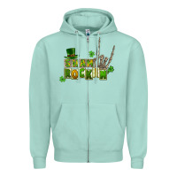 Seafoam Sham rockin skeleton hand St. Patrick's Zipper Hoodie - CowGirlArtShop
